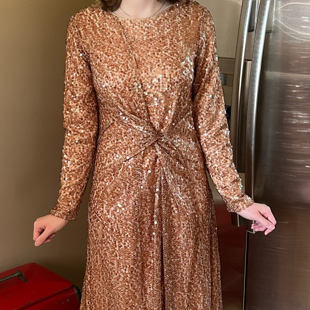 Elie Tahari Bronze Sequin Dress NWT